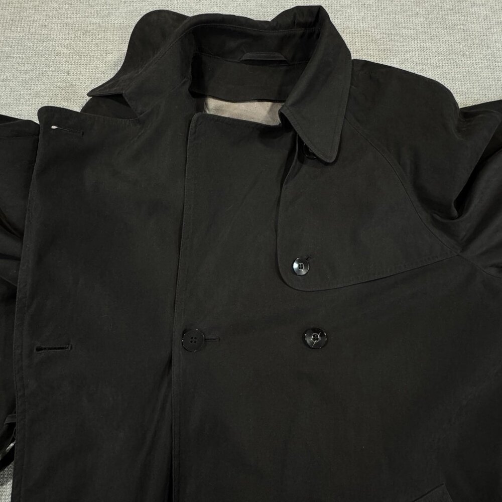 London Fog Trench Coat Womens Sz 14 Double Breasted Black Removable Warmer Lined - Picture 7 of 16